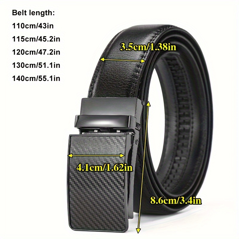 Men's Leather Ratchet Belt Automatic Buckle Dress Casual Jeans Golf Pants